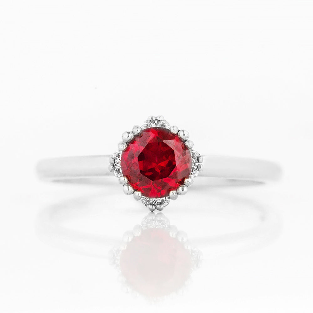 Evie, Lab Ruby and Diamond Engagement Ring - Victoria's Jewellery