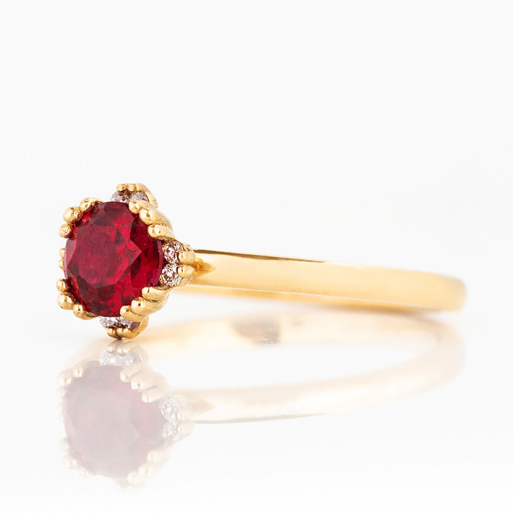 Evie, Lab Ruby and Diamond Engagement Ring - Victoria's Jewellery