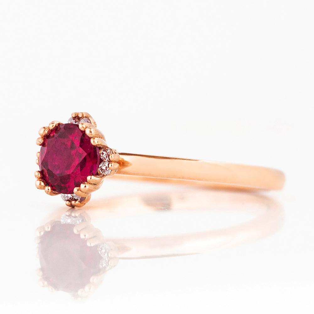 Evie, Lab Ruby and Diamond Engagement Ring - Victoria's Jewellery