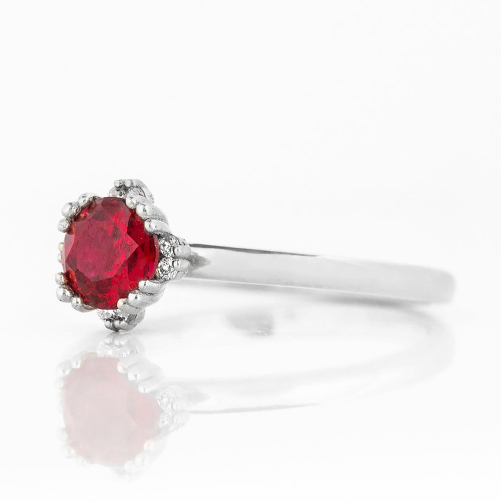 Evie, Lab Ruby and Diamond Engagement Ring - Victoria's Jewellery
