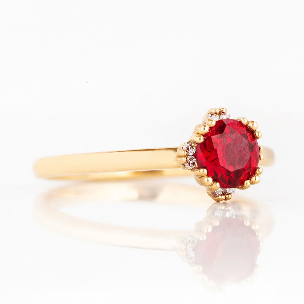 Evie, Lab Ruby and Diamond Engagement Ring - Victoria's Jewellery