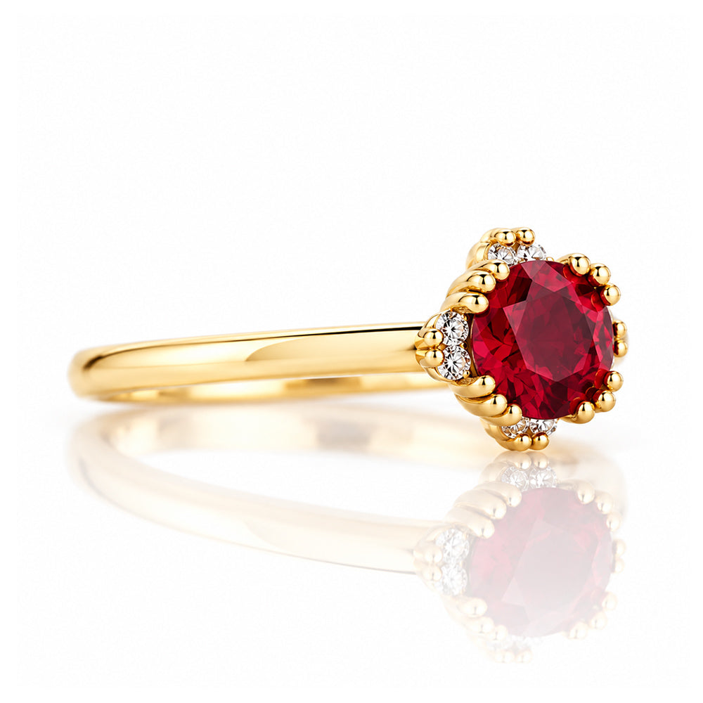 Evie, Lab Ruby and Diamond Engagement Ring - Victoria's Jewellery