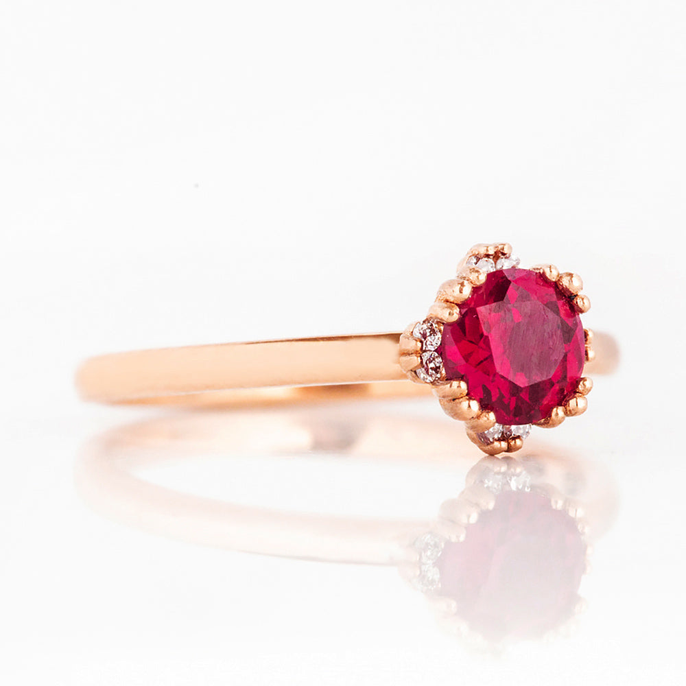 Evie, Lab Ruby and Diamond Engagement Ring - Victoria's Jewellery