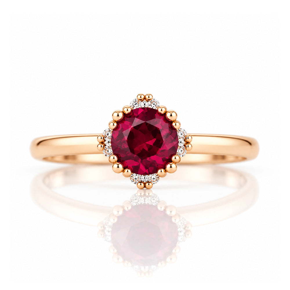 Evie, Lab Ruby and Diamond Engagement Ring - Victoria's Jewellery