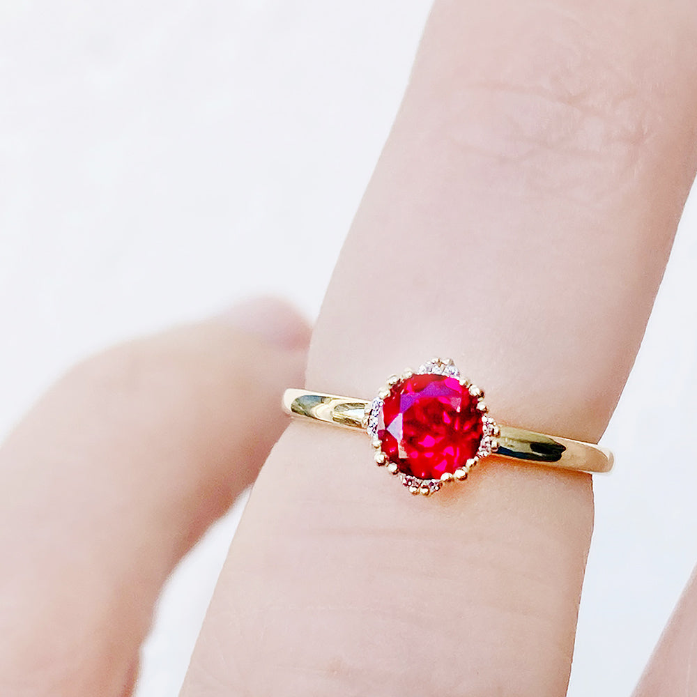 Evie, Lab Ruby and Diamond Engagement Ring - Victoria's Jewellery