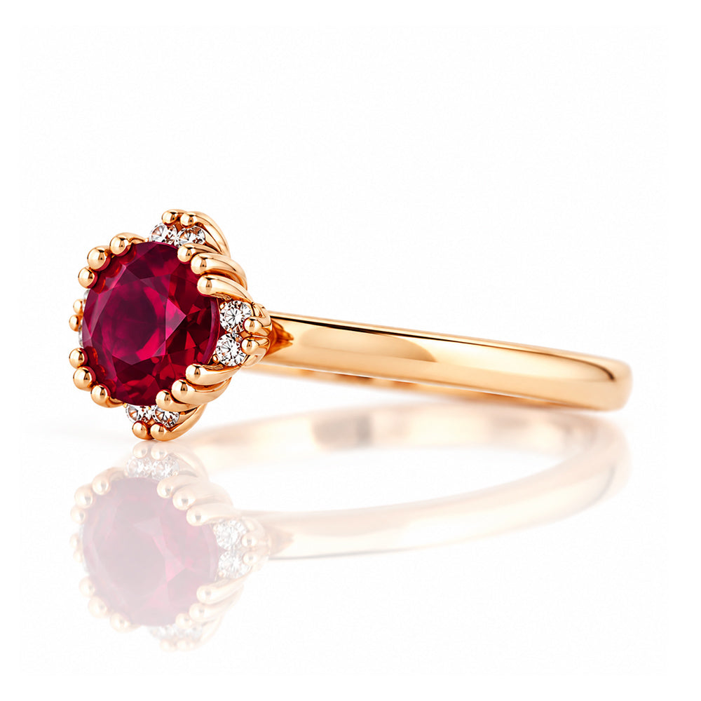 Evie, Lab Ruby and Diamond Engagement Ring - Victoria's Jewellery