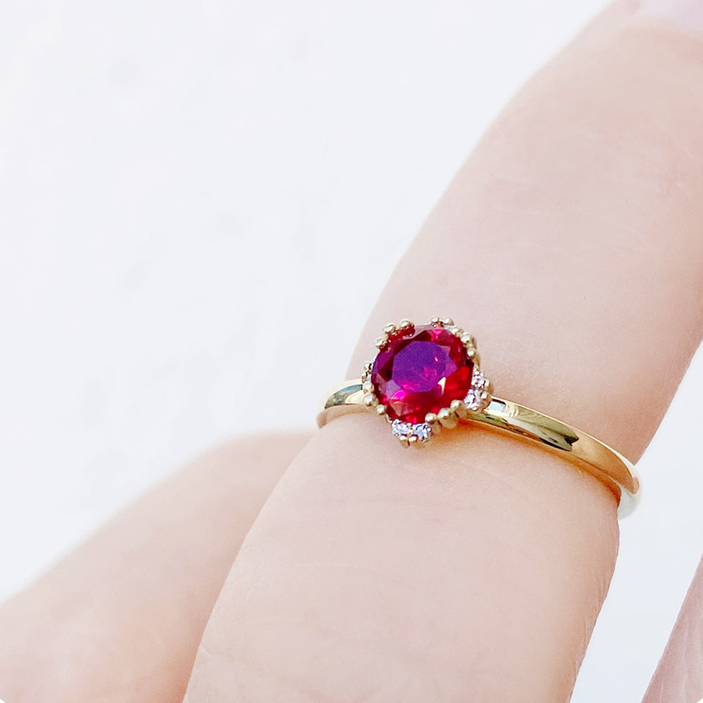 Evie, Lab Ruby and Diamond Engagement Ring - Victoria's Jewellery