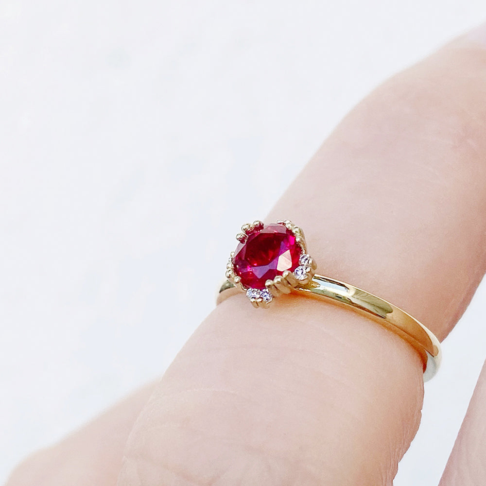Evie, Lab Ruby and Diamond Engagement Ring - Victoria's Jewellery