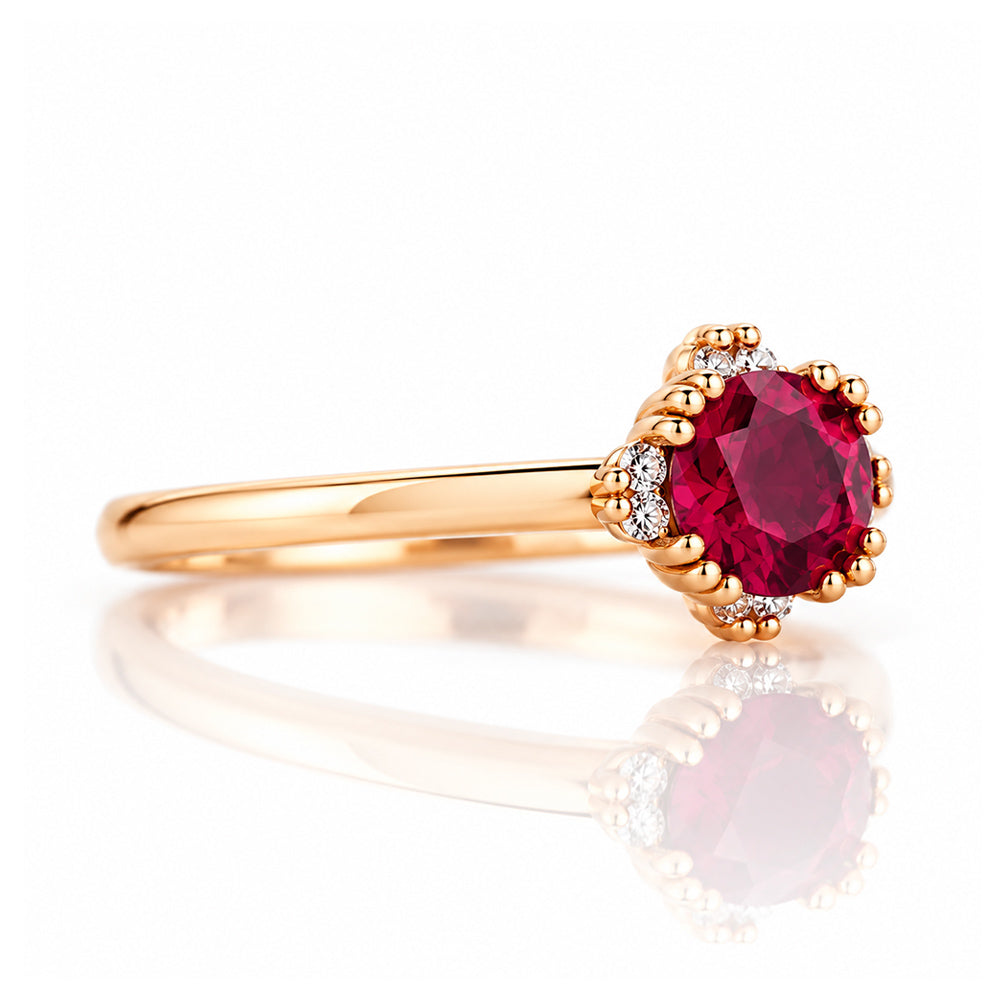 Evie, Lab Ruby and Diamond Engagement Ring - Victoria's Jewellery