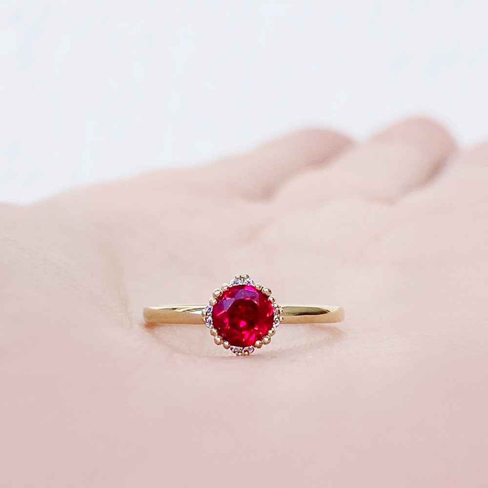 Evie, Lab Ruby and Diamond Engagement Ring - Victoria's Jewellery