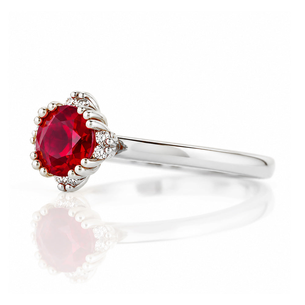 Evie, Lab Ruby and Diamond Engagement Ring - Victoria's Jewellery