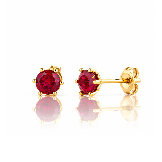 Tulip, Lab Grown Ruby Stud Earrings - 5mm