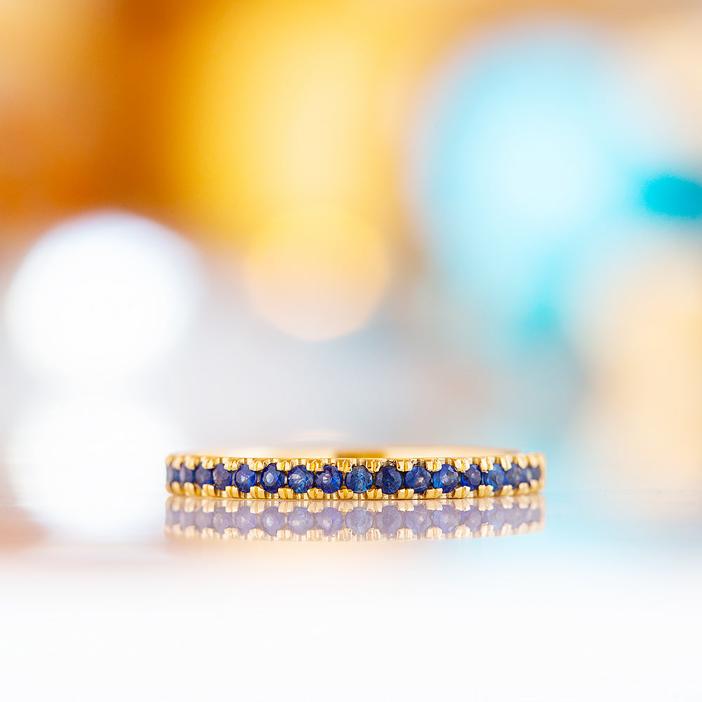 Emma, a Blue Sapphire Half Eternity Ring - Victoria's Jewellery