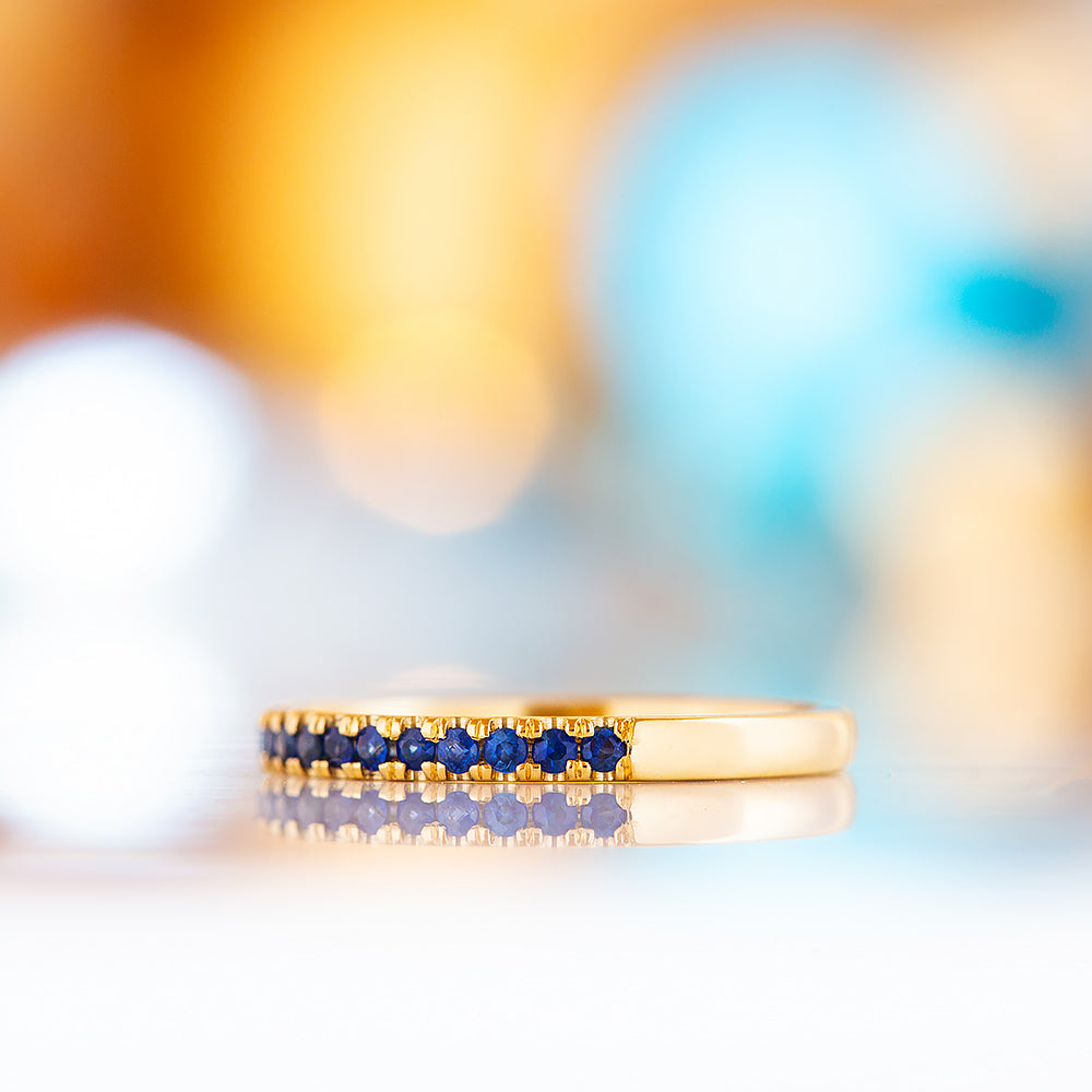 Emma, a Blue Sapphire Half Eternity Ring - Victoria's Jewellery