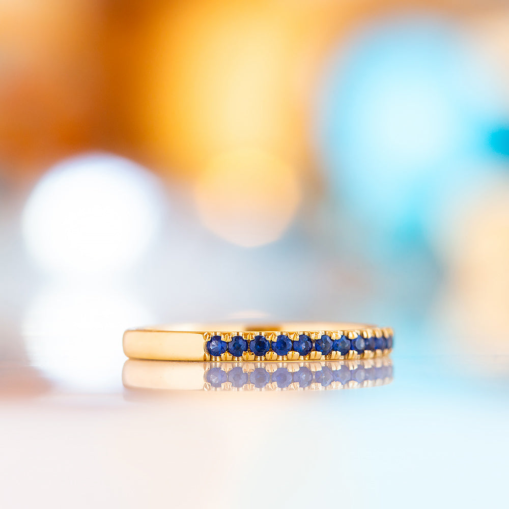 Emma, Blue Sapphire Half Eternity Ring - 1.5mm