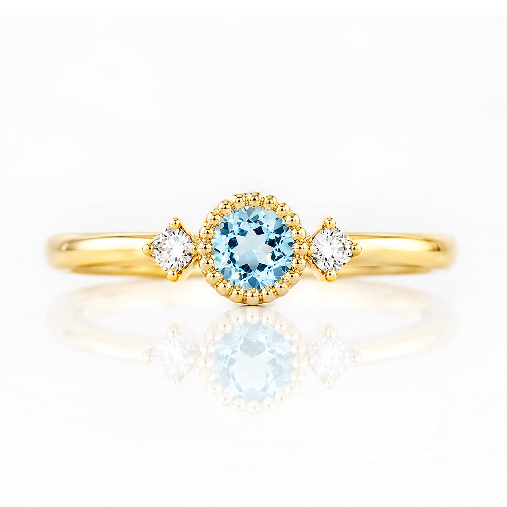 Milly, a Sky Blue Topaz and Lab Diamond Ring - Victoria's Jewellery