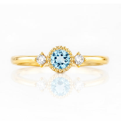 Milly, a Sky Blue Topaz and Lab Diamond Ring - Victoria's Jewellery