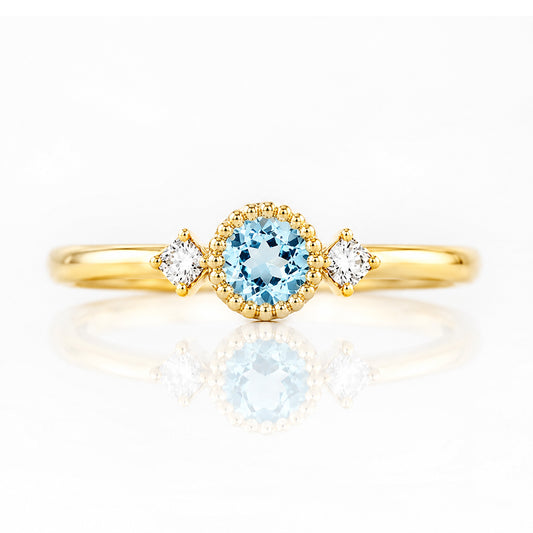 Milly, a Sky Blue Topaz and Lab Diamond Ring - Victoria's Jewellery