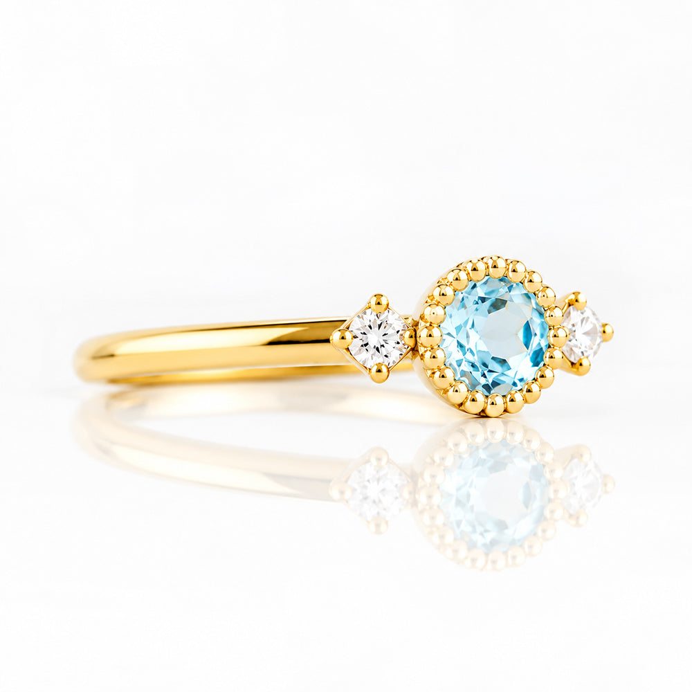 Milly, a Sky Blue Topaz and Lab Diamond Ring - Victoria's Jewellery
