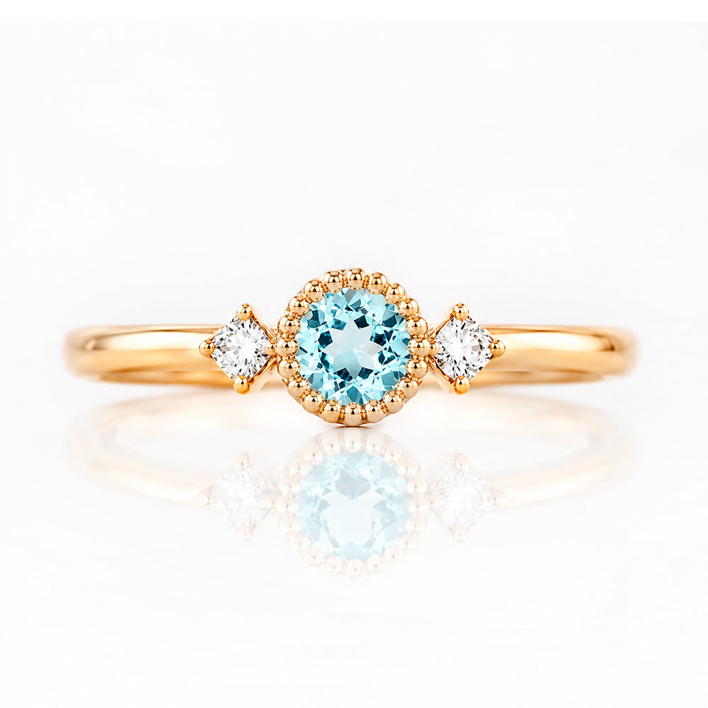 Milly, a Sky Blue Topaz and Lab Diamond Ring - Victoria's Jewellery