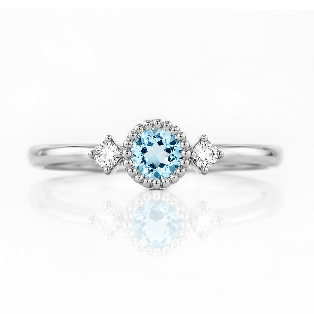 Milly, a Sky Blue Topaz and Lab Diamond Ring - Victoria's Jewellery