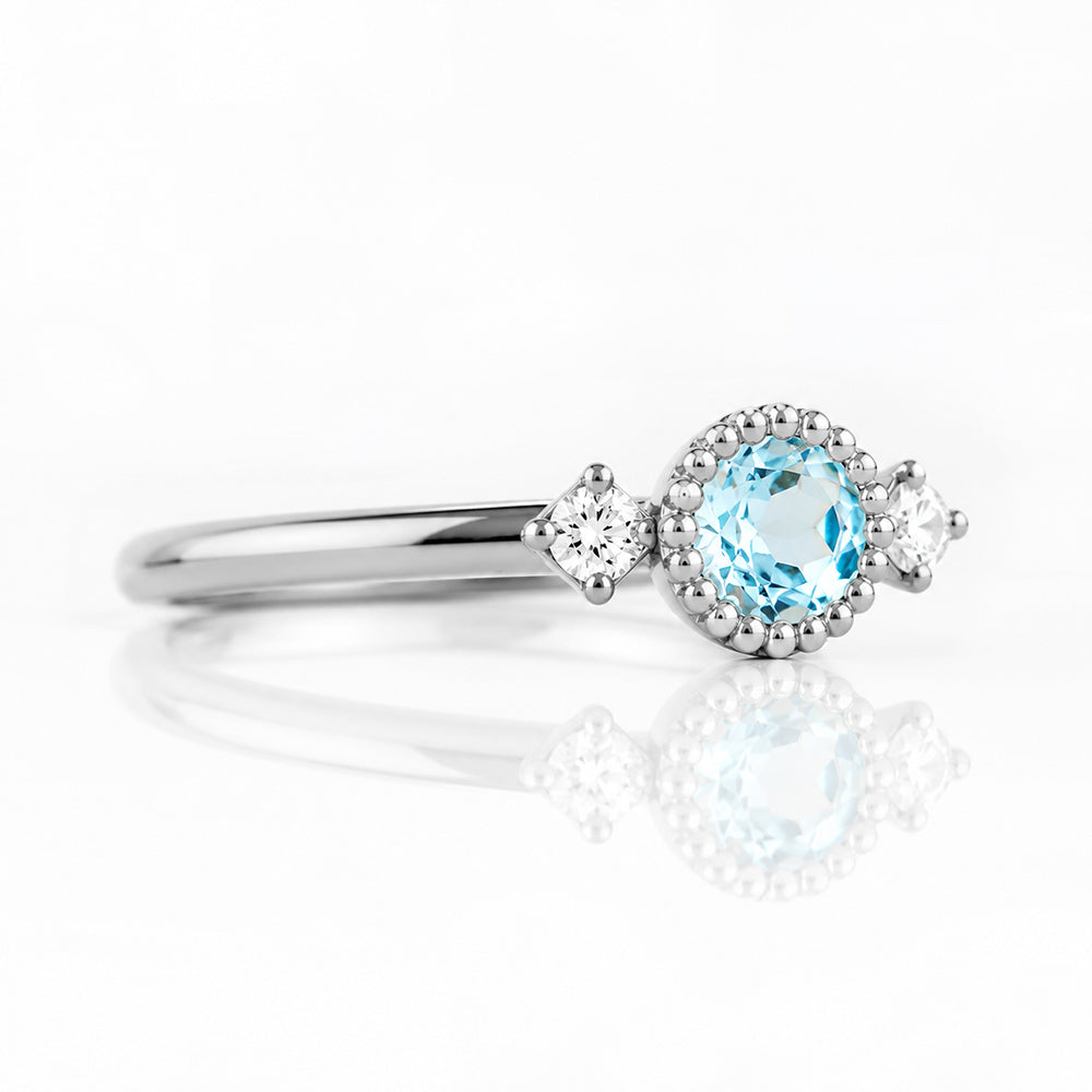 Milly, a Sky Blue Topaz and Lab Diamond Ring - Victoria's Jewellery