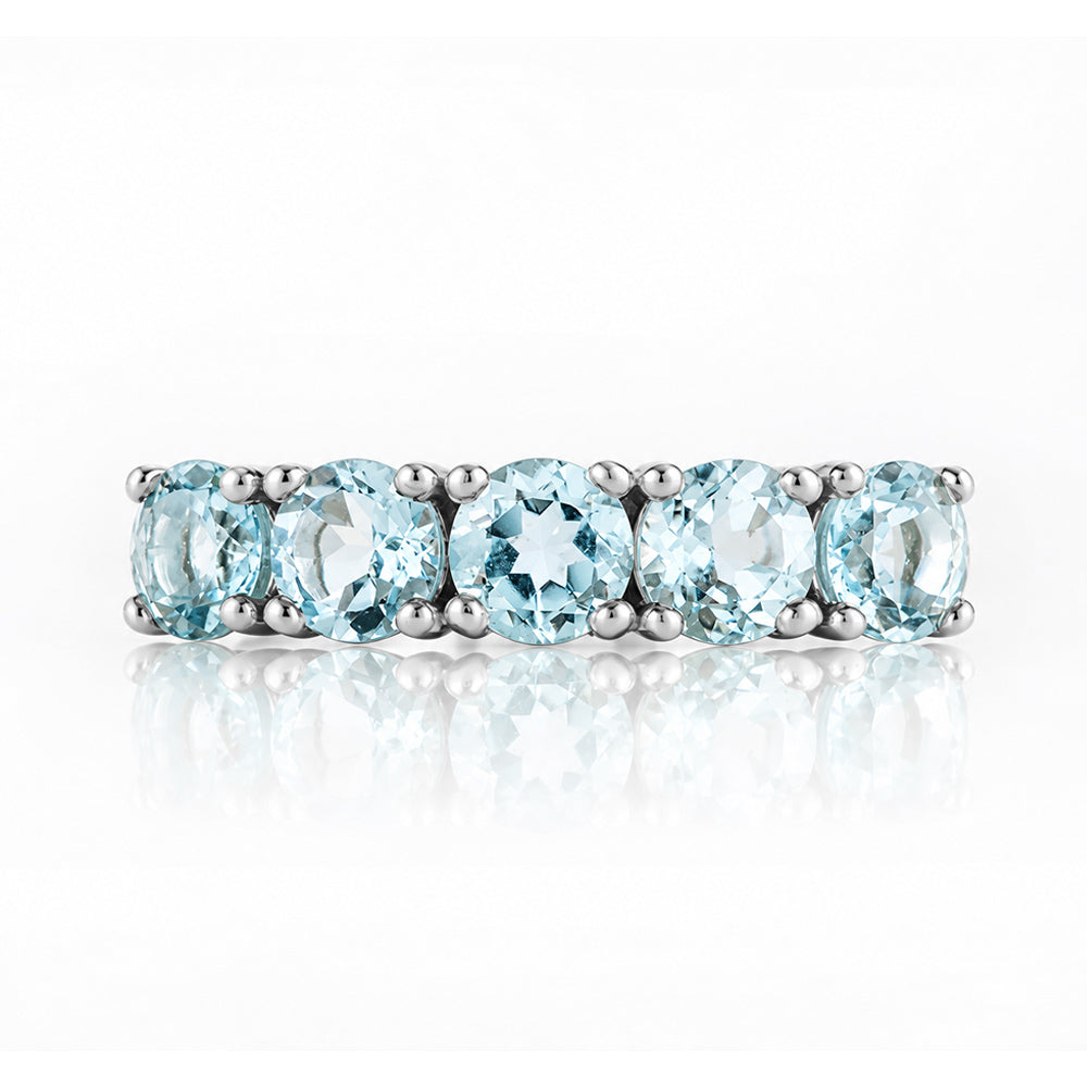 Annie, a Sky Blue Topaz Half Eternity Ring - Victoria's Jewellery