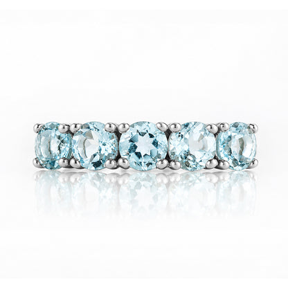 Annie, a Sky Blue Topaz Half Eternity Ring - Victoria's Jewellery