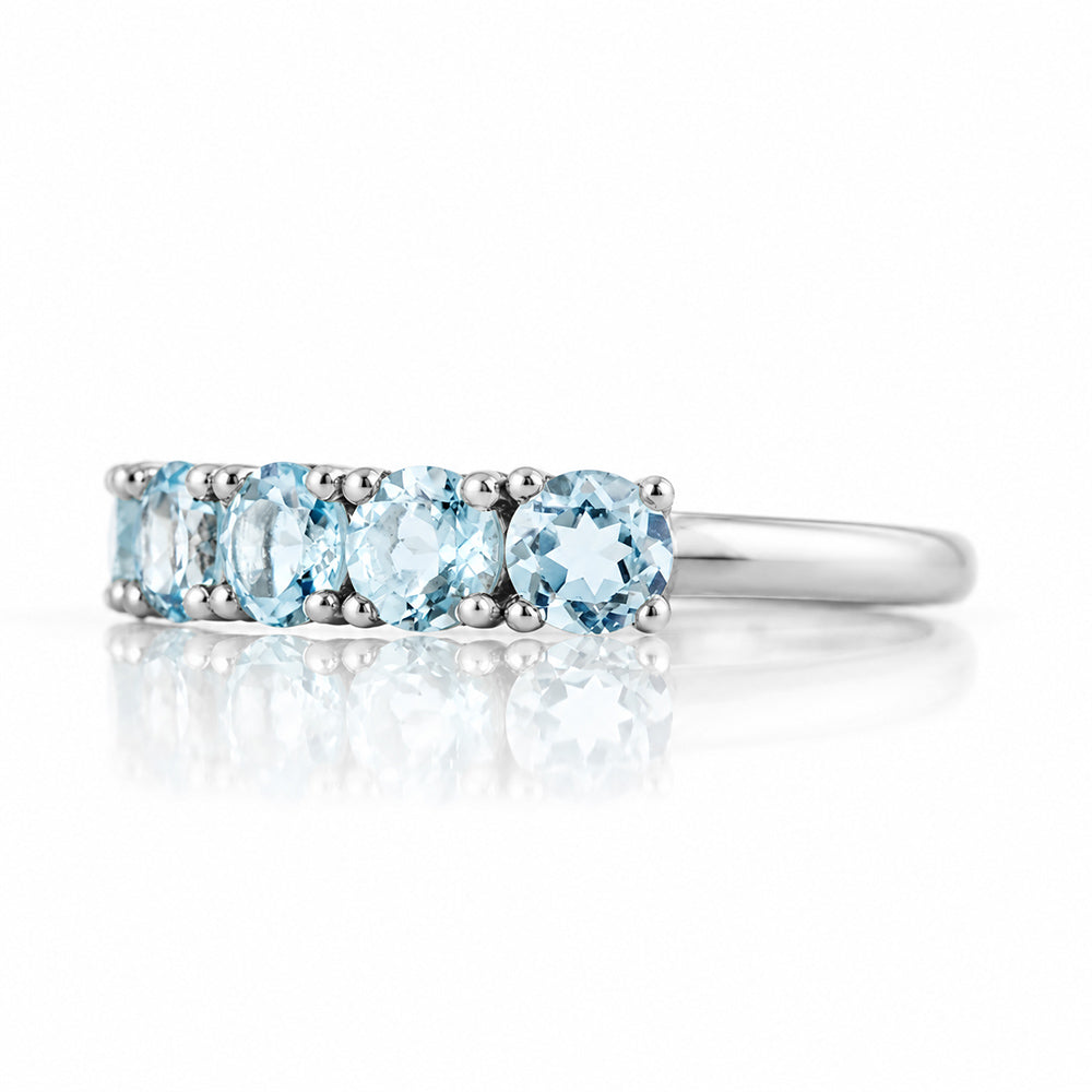 Annie, a Sky Blue Topaz Half Eternity Ring - Victoria's Jewellery