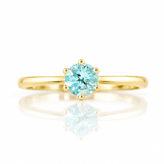 Tulip, a Six Claw Sky Blue Topaz Ring
