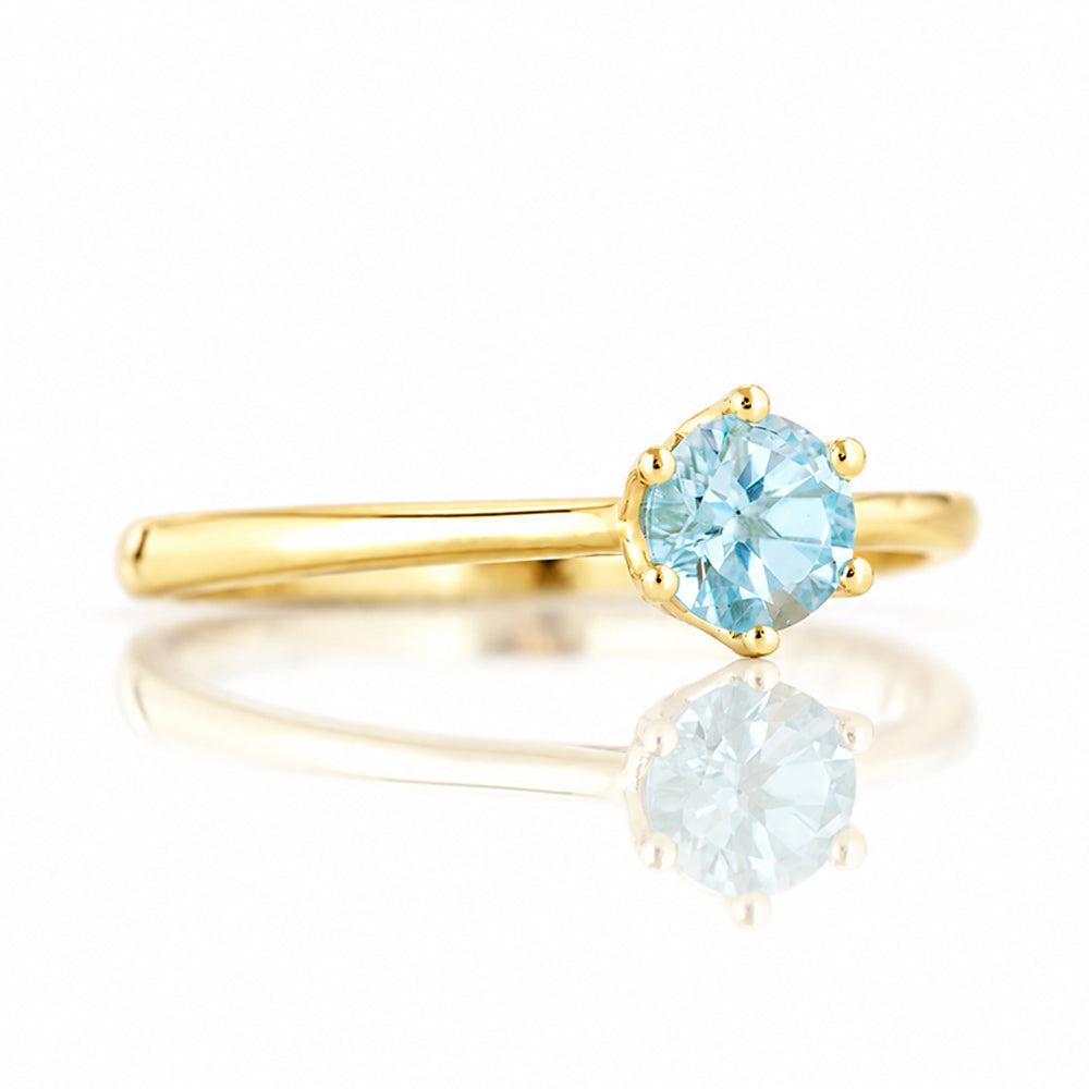 Tulip, a Six Claw Sky Blue Topaz Ring - Victoria's Jewellery