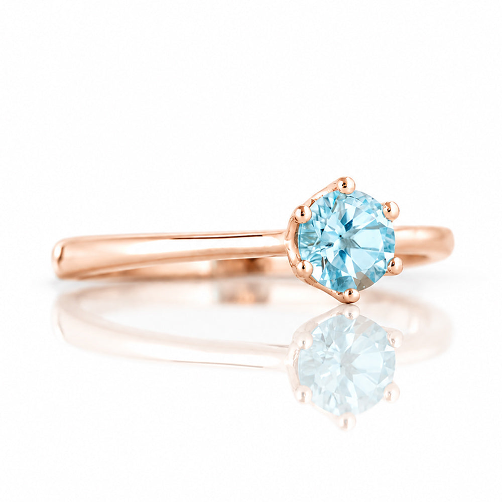 Tulip, a Six Claw Sky Blue Topaz Ring - Victoria's Jewellery