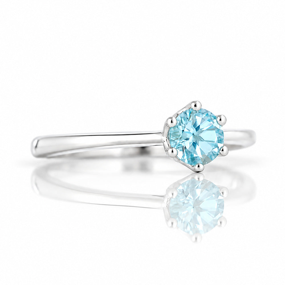 Tulip, a Six Claw Sky Blue Topaz Ring - Victoria's Jewellery