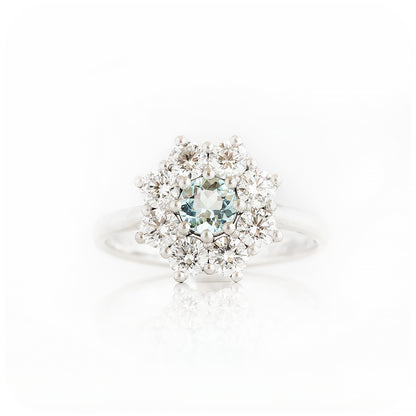 Fleur, a Moissanite and Topaz Flower Cluster Ring