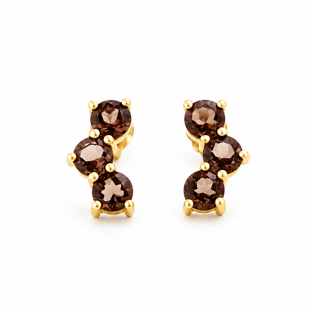 Laurel, a Smoky Quartz Stud Earring - Victoria's Jewellery