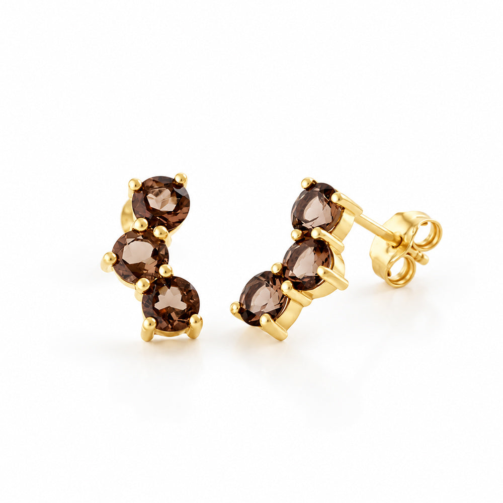 Laurel, a Smoky Quartz Stud Earring - Victoria's Jewellery