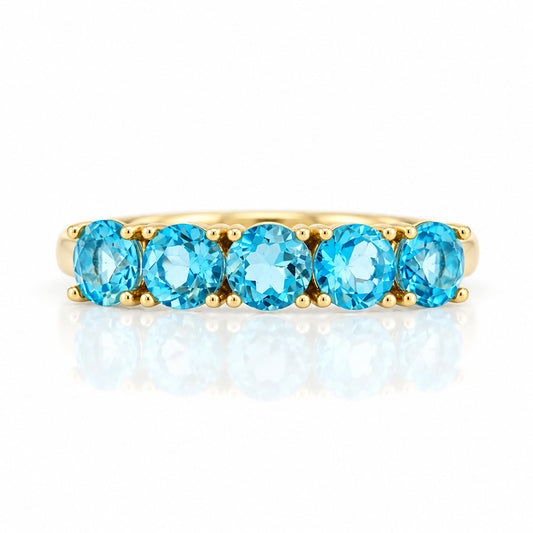 Annie, a Swiss Blue Topaz Half Eternity Ring - Victoria's Jewellery