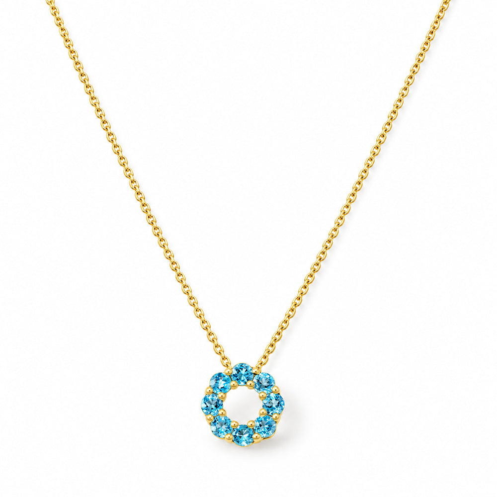 Circle of Life Necklace - Swiss Blue Topaz