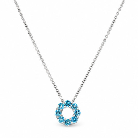 Circle of Life Necklace - Swiss Blue Topaz