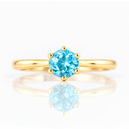 Tulip, a Six Claw Swiss Blue Topaz Ring - Victoria's Jewellery