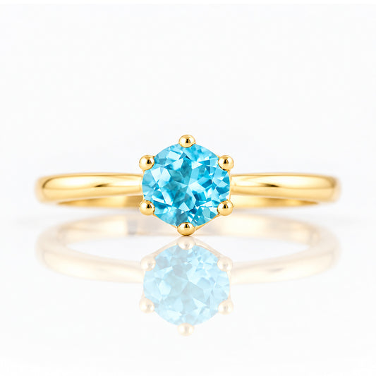 Tulip, a Six Claw Swiss Blue Topaz Ring - Victoria's Jewellery
