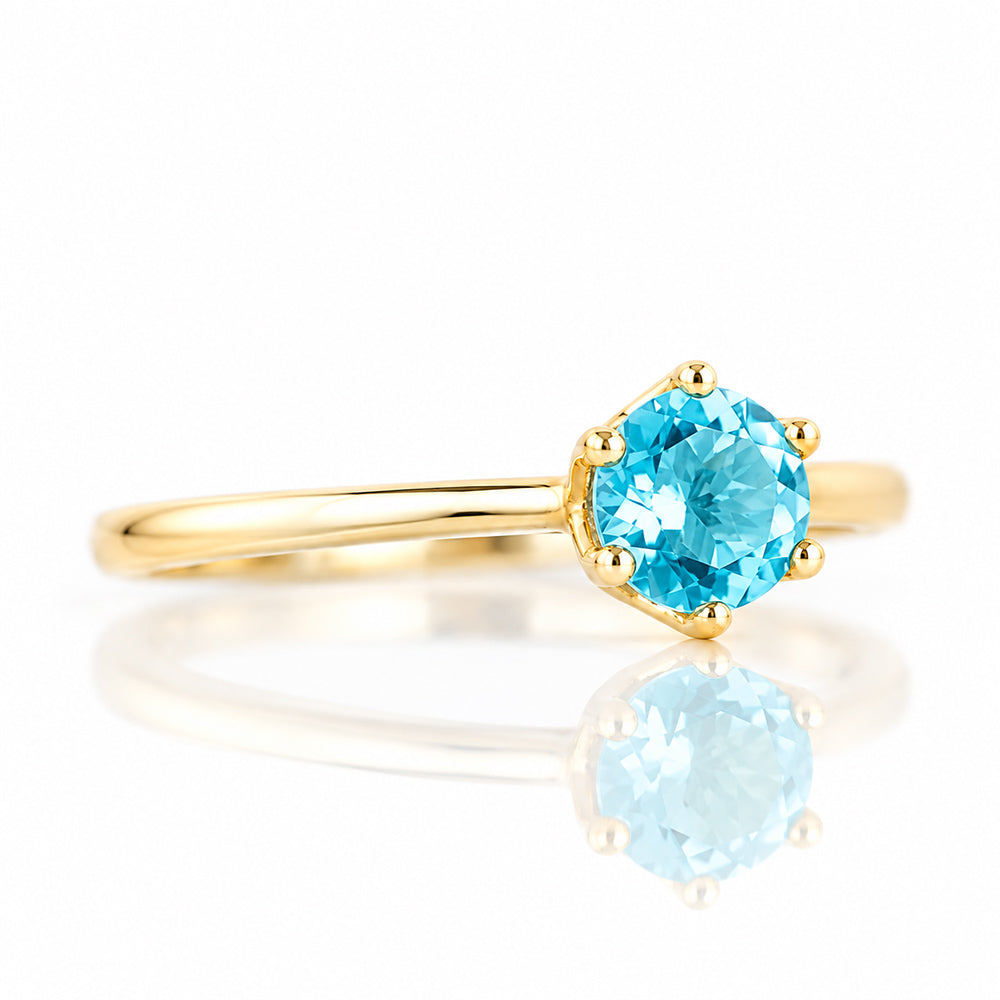 Tulip, a Six Claw Swiss Blue Topaz Ring - Victoria's Jewellery