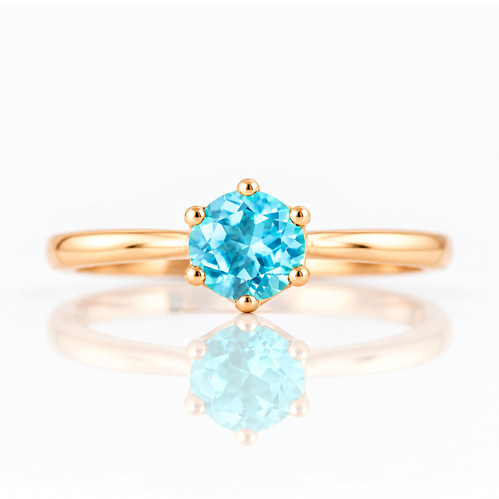 Tulip, a Six Claw Swiss Blue Topaz Ring - Victoria's Jewellery