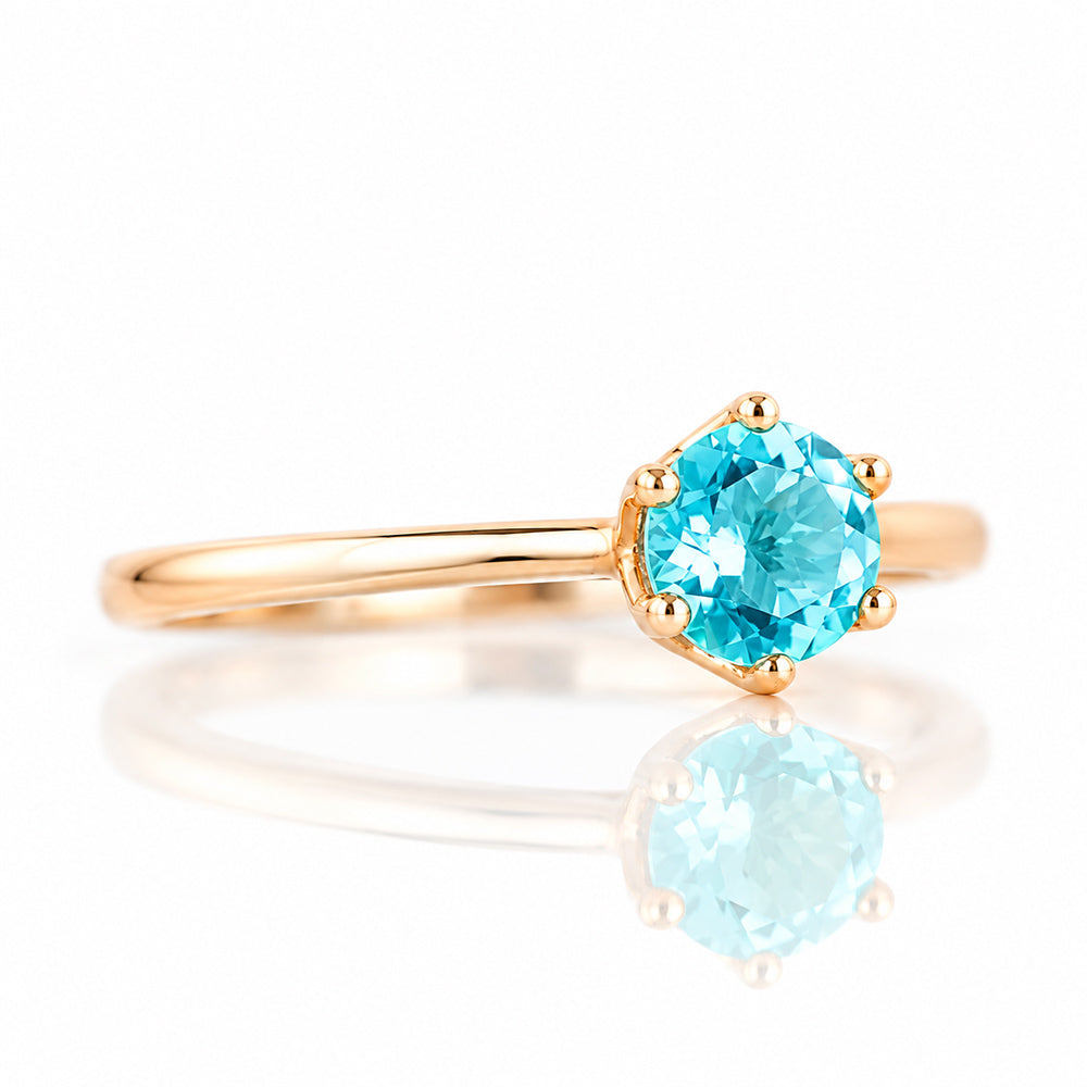 Tulip, a Six Claw Swiss Blue Topaz Ring - Victoria's Jewellery