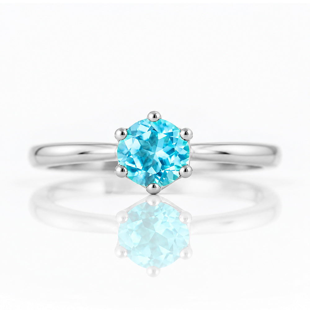 Tulip, a Six Claw Swiss Blue Topaz Ring - Victoria's Jewellery