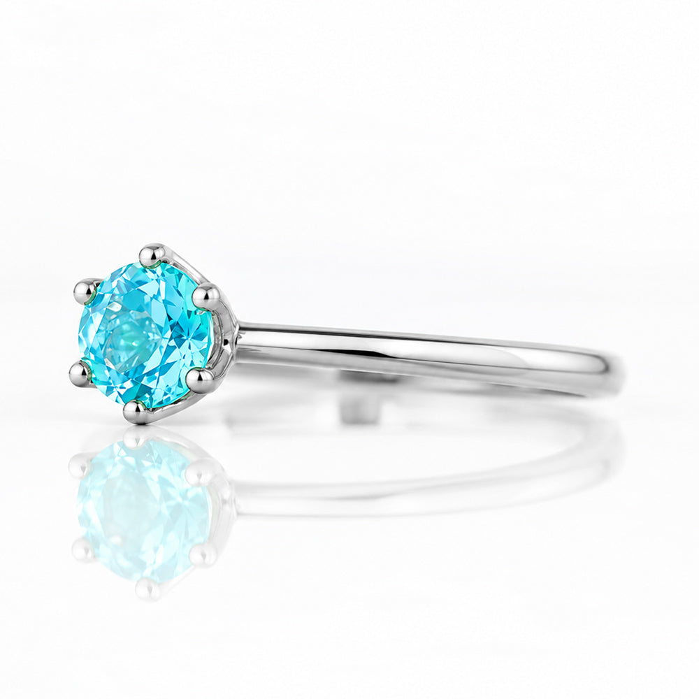 Tulip, a Six Claw Swiss Blue Topaz Ring - Victoria's Jewellery