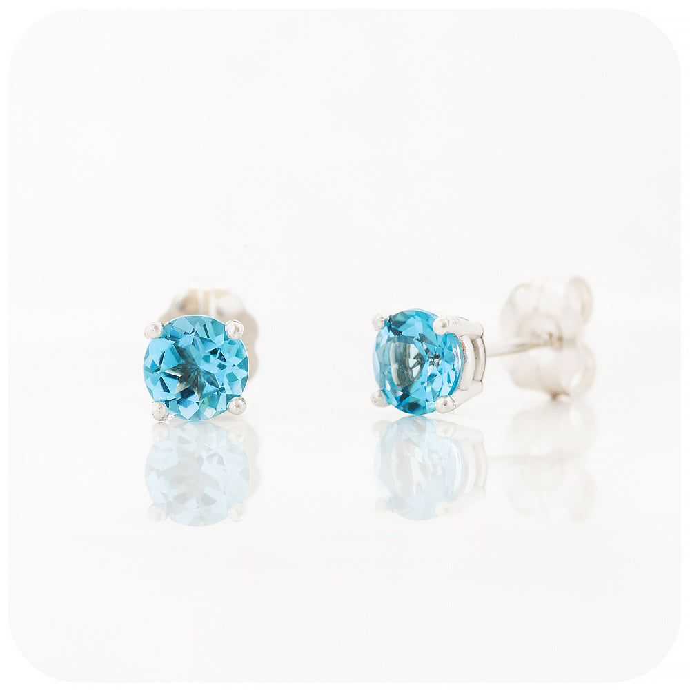 Round cut Swiss Blue Topaz Stud Earring - 5mm