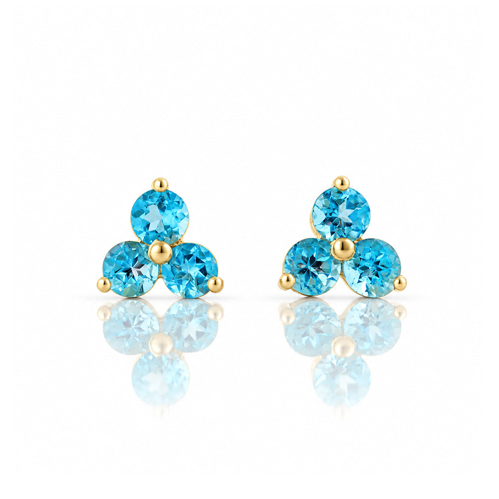 The Trilogy Swiss Blue Topaz Stud Earrings - Victoria's Jewellery