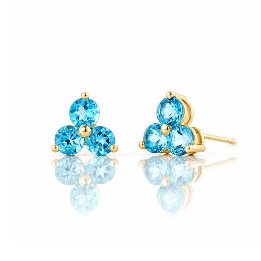 The Trilogy Swiss Blue Topaz Stud Earrings - Victoria's Jewellery