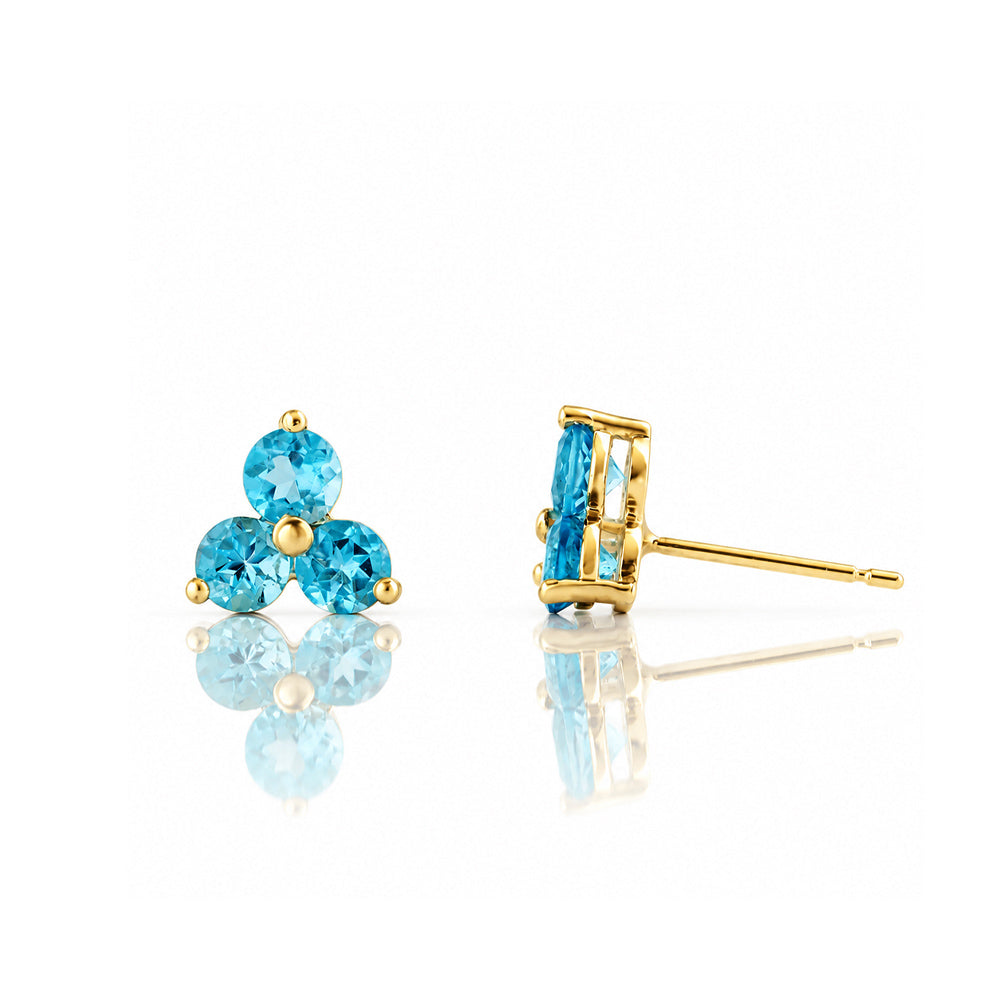 The Trilogy Swiss Blue Topaz Stud Earrings - Victoria's Jewellery
